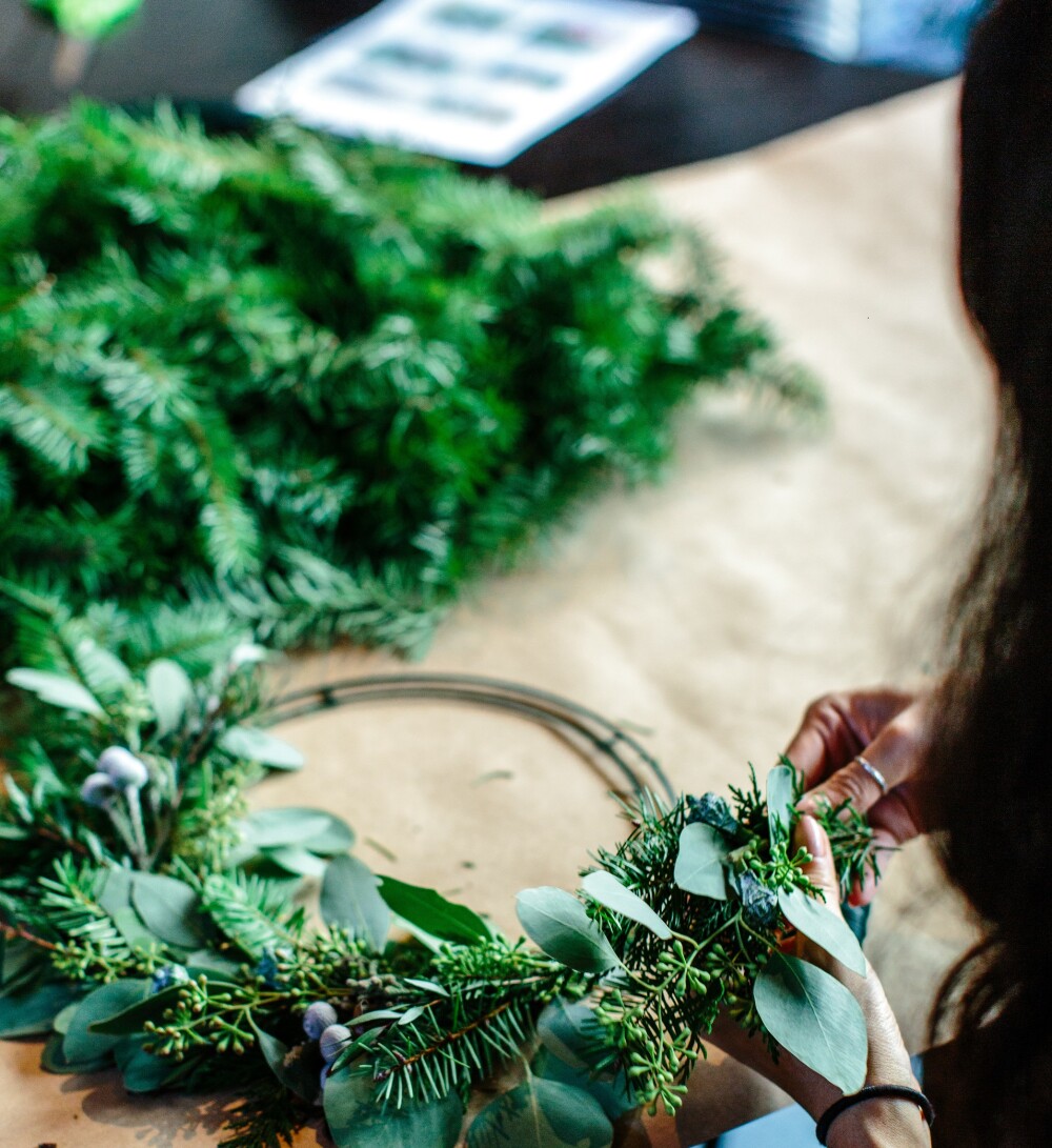 Christmas wreath making